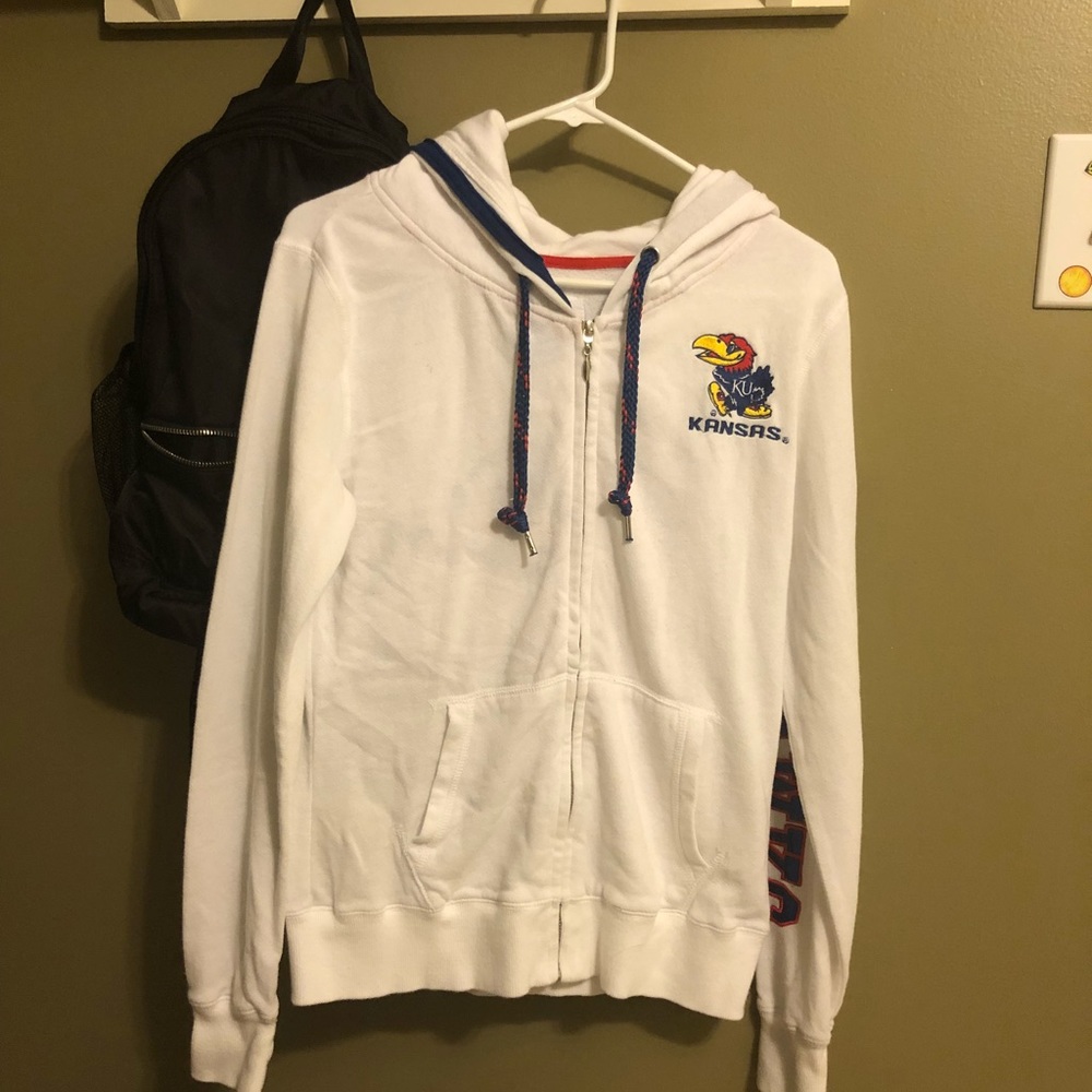 White KU Jayhawks Hoodie